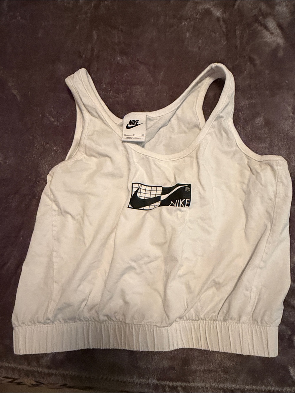 Nike White Cropped Tank with Black Logo